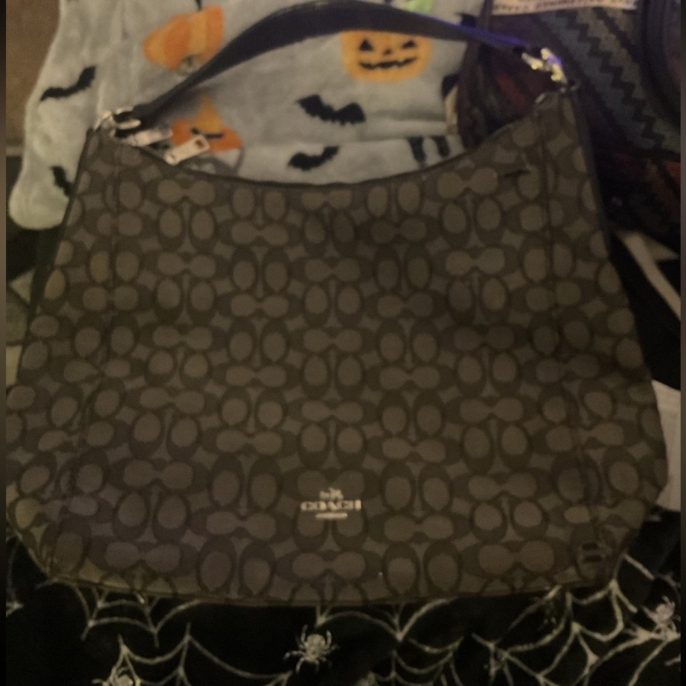 Coach Dark Brown Signature Shoulder Bag